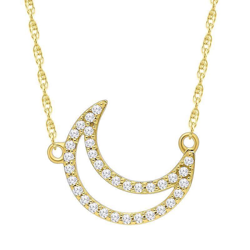 Diamond Moon Necklace in 10K Yellow Gold
