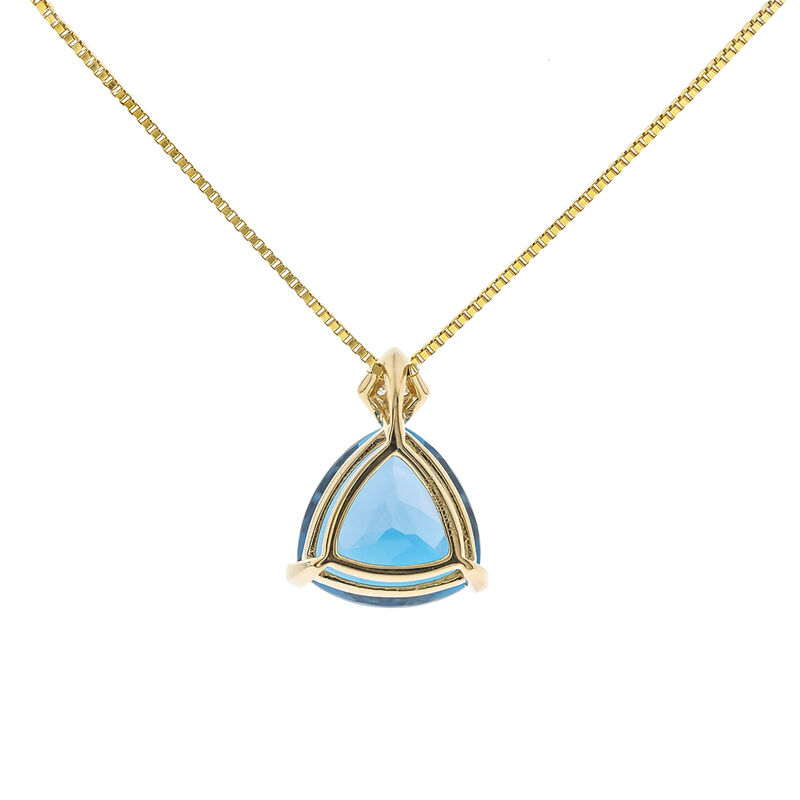 Triangle Pendant with London Blue Topaz in 10K Yellow Gold