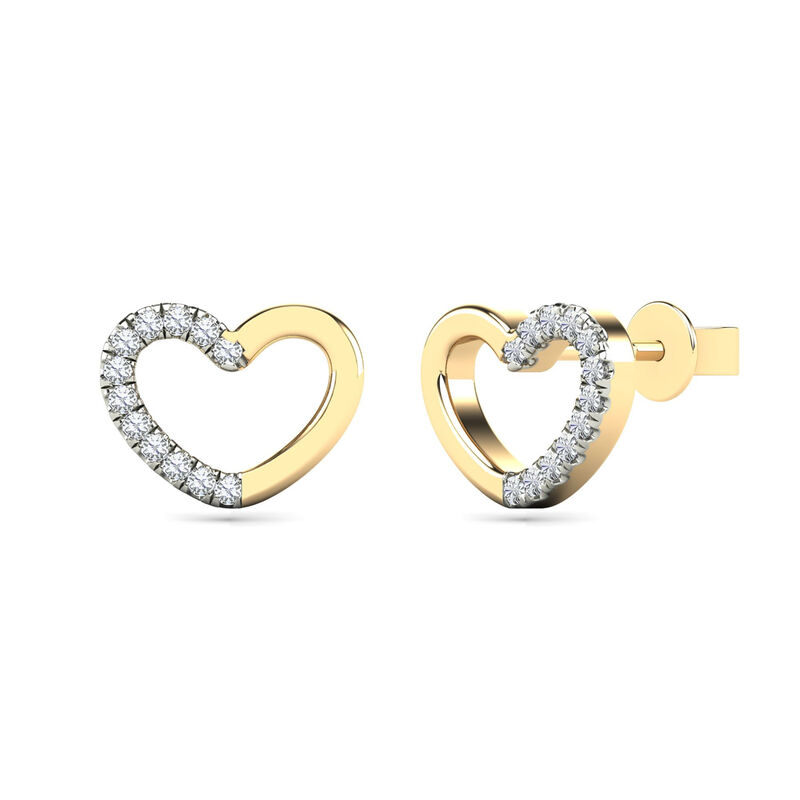 Diamond Accent Heart Earrings in 14K Yellow Gold