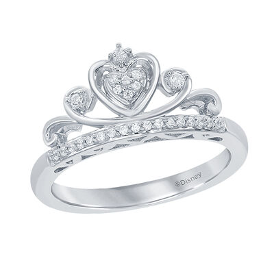 Tiara Diamond Ring with Heart in Sterling Silver (1/7 ct. tw.)