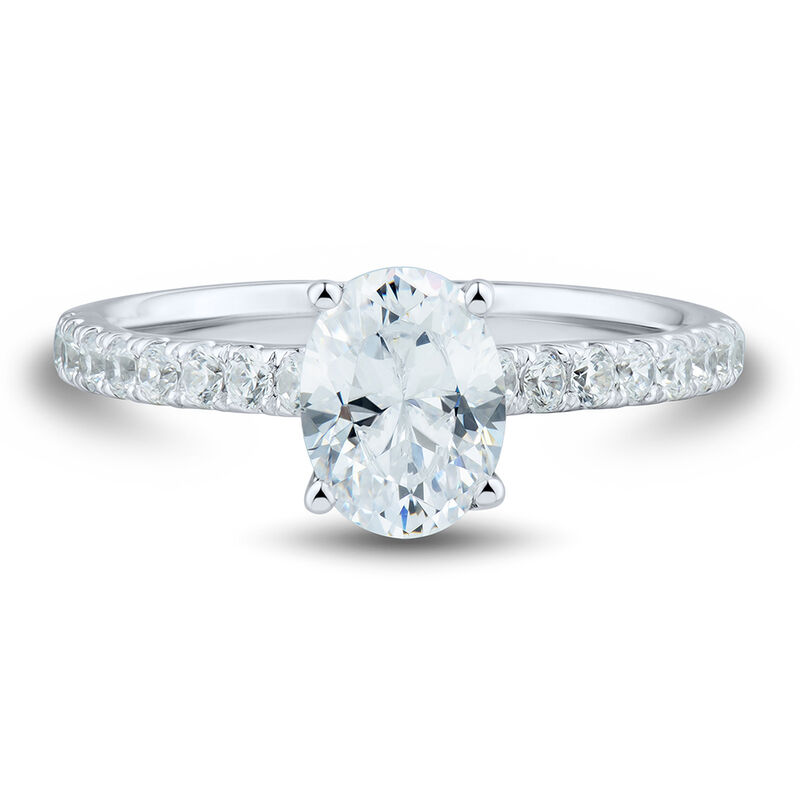 lab grown diamond pave oval engagement ring in 14k white gold &#40;1 1/3 ct. tw.&#41;