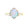 Oval-Shaped Opal and Diamond Ring in 10K Yellow Gold