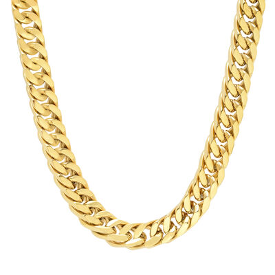 Curb Link Necklace in Yellow Ion-Plated Stainless Steel, 10mm, 24