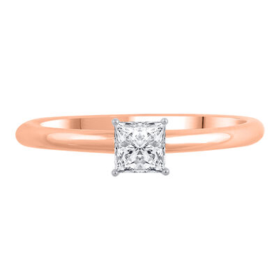 Lab Grown Diamond Princess-Cut Solitaire Engagement Ring in 14K Rose Gold (1/2 ct.)
