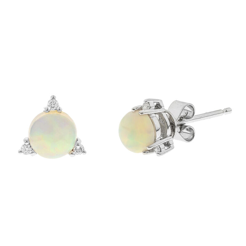 Opal &amp; Diamond Earrings in 10K White Gold