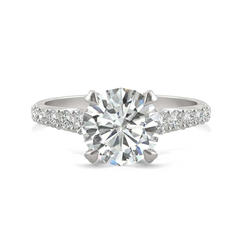 Round Moissanite Ring with Side-Stones in Platinum &#40;2 3/8 ct. tw.&#41;