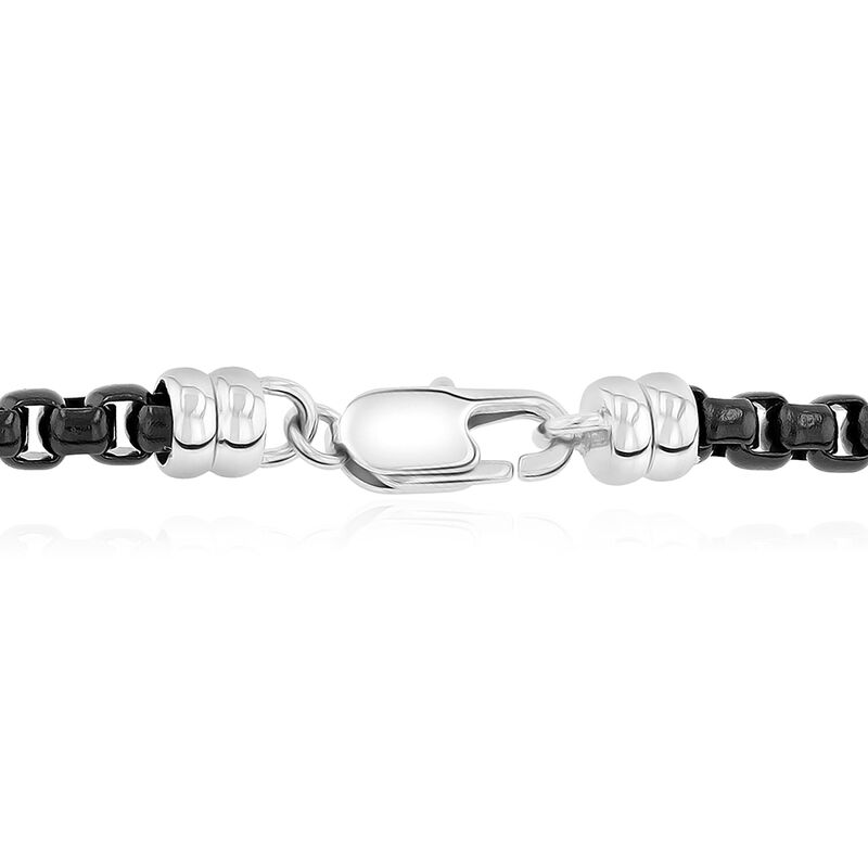 Men&rsquo;s Link Box Chain in Black Ion-Plated Stainless Steel, 24&quot;