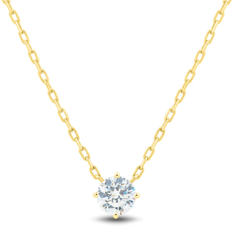 Lab Grown Diamond Round Solitaire Necklace in 10K Yellow Gold &#40;1/2 ct. tw.&#41;