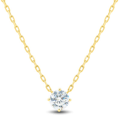 Lab Grown Diamond Round Solitaire Necklace in 10K Yellow Gold (1/2 ct. tw.)