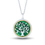 Medallion Necklace with Family Tree &amp; Malachite in Sterling Silver