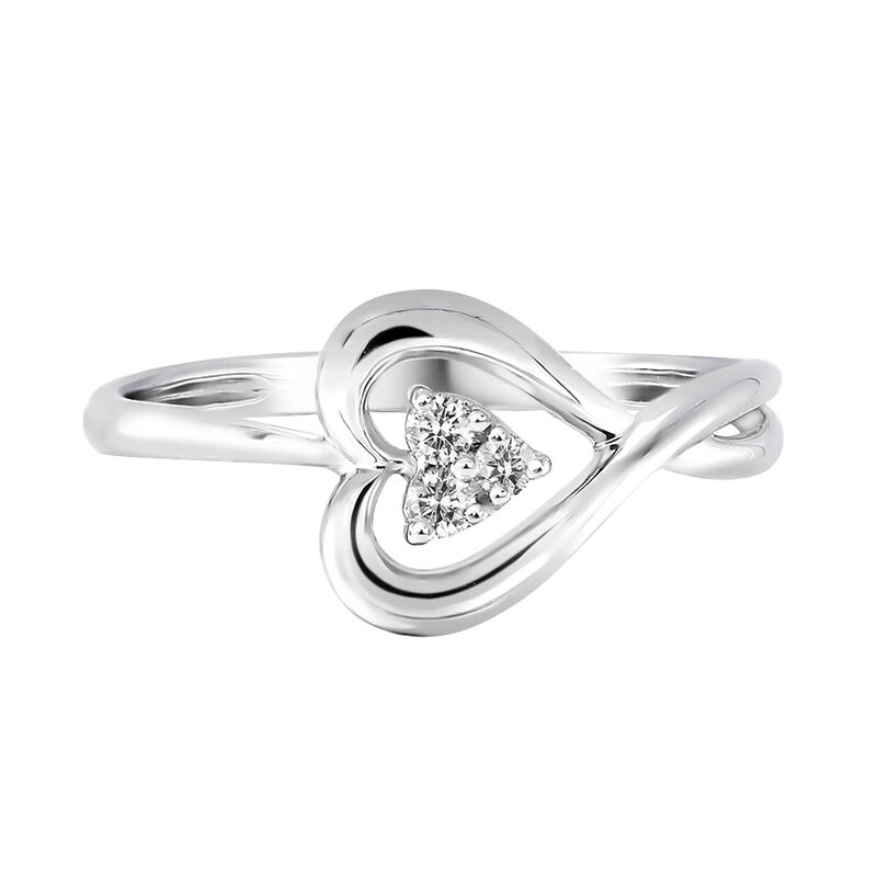 Diamond Heart Ring in 10K White Gold