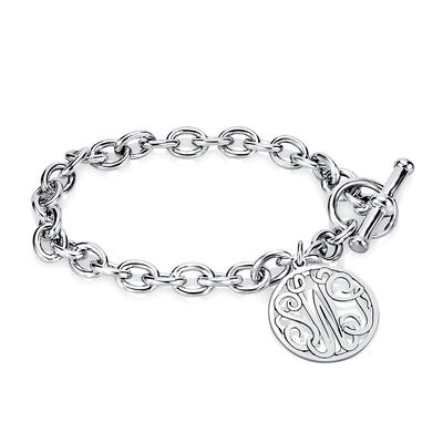 Custom Monogram Charm Bracelet in Sterling Silver