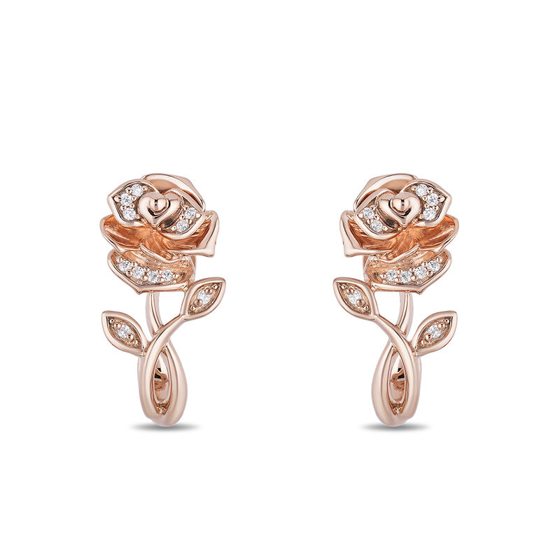 Enchanted Disney Diamond Belle Earrings in 10K Rose Gold
