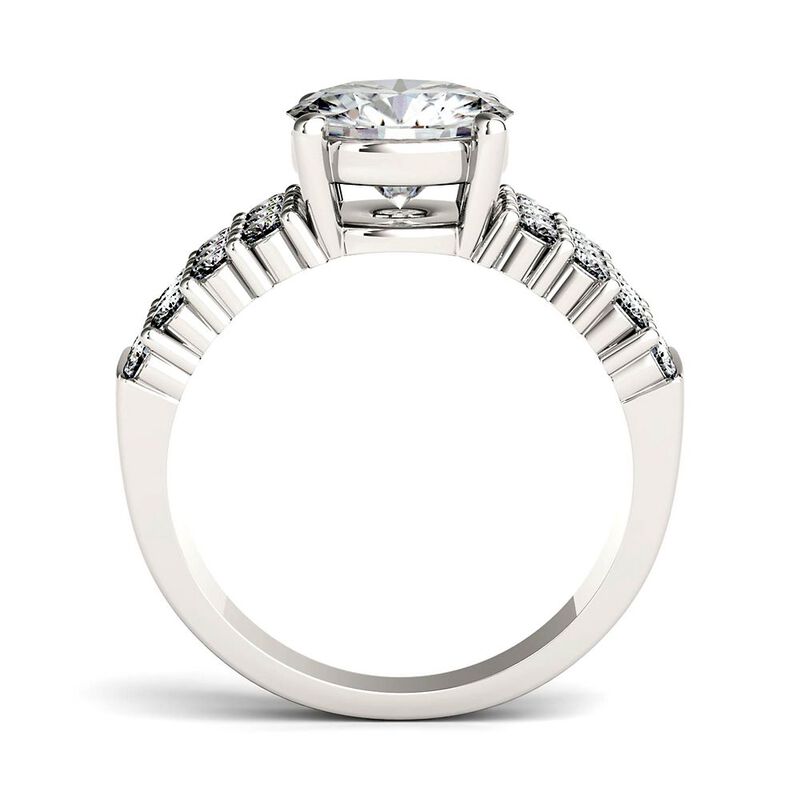 Round Moissanite Ring with Triple Band in 14K White Gold &#40;3 ct. tw.&#41;