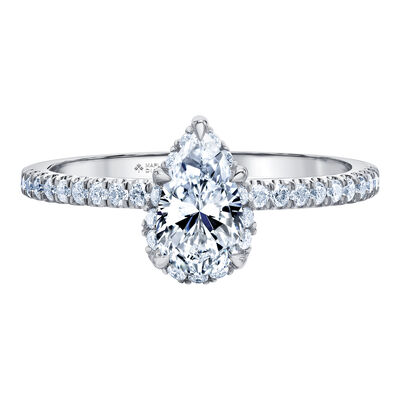 Pear-Shaped Diamond Halo Engagement Ring in 14K White Gold (1 ct. tw.)