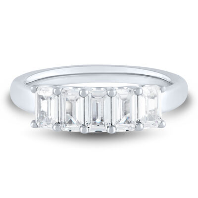 Lab Grown Diamond Five-Stone Emerald-Cut Band in 14K White Gold (1 ½ ct. tw.)