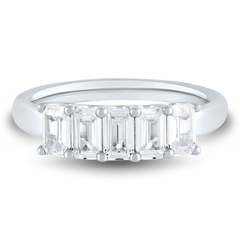 Lab Grown Diamond Five-Stone Emerald-Cut Band in 14K White Gold &#40;1 &frac12; ct. tw.&#41;