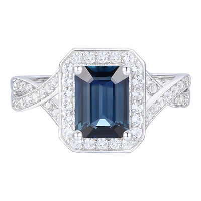 Blue Sapphire and Diamond Ring in 14K White Gold (3/8 ct. tw.)