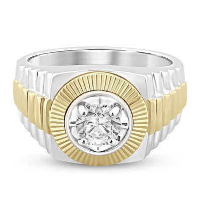 Men’s Lab Grown Diamond Solitaire Band in 10K White & Yellow Gold (3/4 carat)