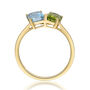 Blue Topaz, Peridot and Diamond Toi et Moi Ring in 10K Yellow Gold