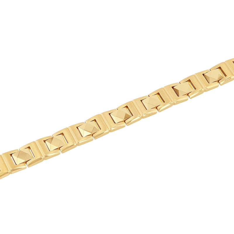 Link Bracelet in Yellow Ion-Plated Stainless Steel and Tungsten, 12mm, 8.75&quot;