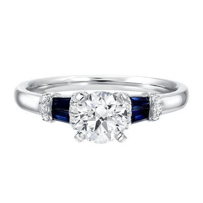 7/8 ct. tw. Diamond & Sapphire Engagement Ring in 14K White Gold