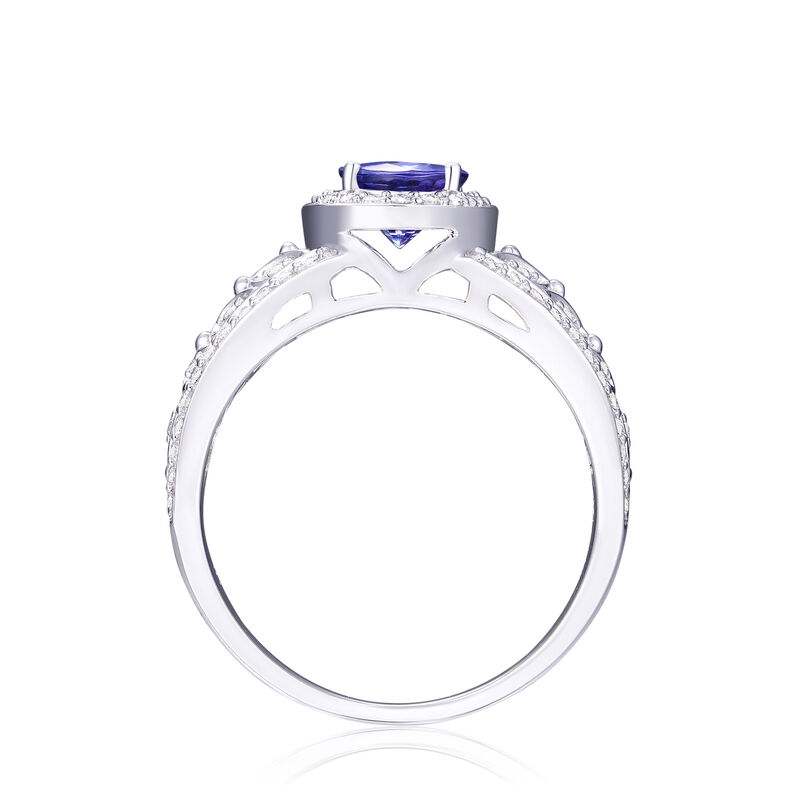 Oval Tanzanite &amp; Diamond Ring in 10K White Gold &#40;1/3 ct. tw.&#41;