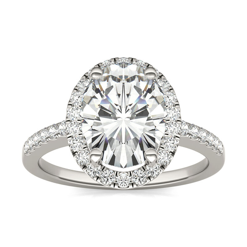 Moissanite Oval Halo Ring in 14K White Gold &#40;3 1/3 ct. tw.&#41;