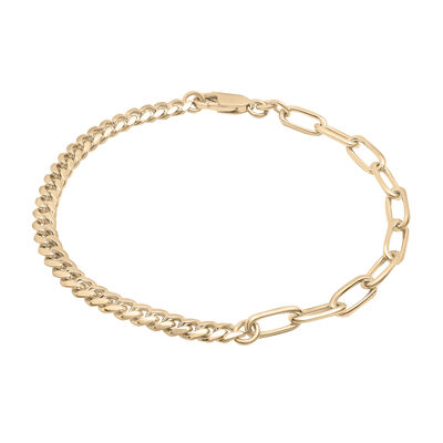 Curb and Paperclip Chain Bracelet in Vermeil
