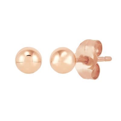 Polished Ball Stud Earring in 14K Rose Gold, 4MM