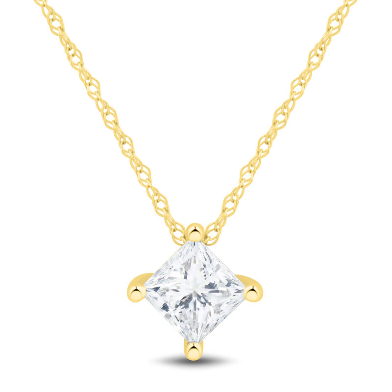 Lab Grown Diamond Princess-Cut Solitaire Pendant in 14K Yellow Gold &#40;1/2 ct. tw.&#41; 
