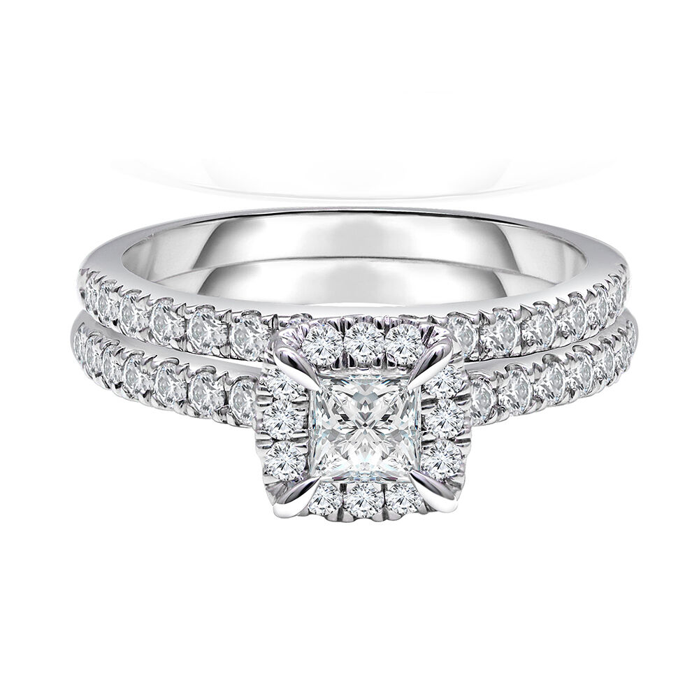 14k White Gold Vintage Diamond & Sapphire Engagement Ring - FB Jewelers