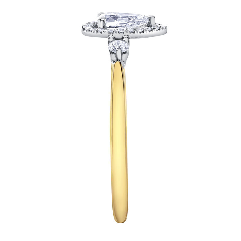 Pear-Shaped Diamond Halo Engagement Ring in 14K Yellow Gold &#40;3/4 ct. tw.&#41;