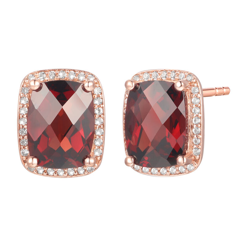 Garnet &amp; 1/7 ct. tw. Diamond Earrings in 10K Rose Gold