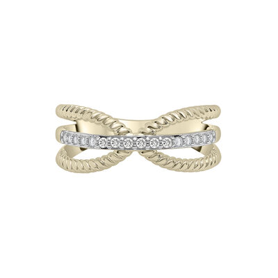 Diamond Crossover Band in 10K Yellow Gold (1/7 ct. tw.)