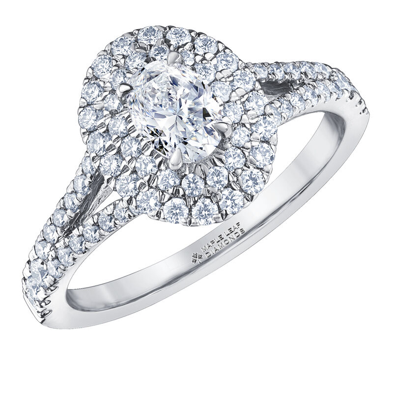 Oval-Shaped Double Halo Diamond Engagement Ring in 14K White Gold &#40;1 ct. tw.&#41;