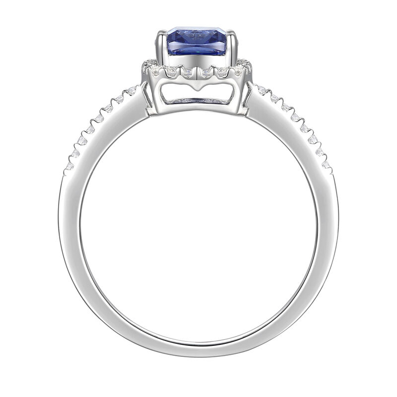 Cushion-Cut Tanzanite &amp; Diamond Ring in 14K White Gold &#40;1/8 ct. tw.&#41;