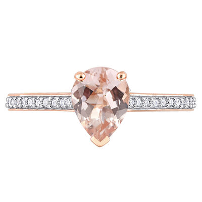 Pear-Shaped Morganite & Diamond Ring in 10K Rose Gold (1/8 ct. tw.)