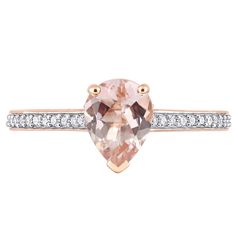 Pear-Shaped Morganite &amp; Diamond Ring in 10K Rose Gold &#40;1/8 ct. tw.&#41;