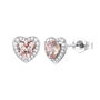 Heart-Shaped Lab Created Pink Sapphire Earring, Pendant &amp; Ring Set in Sterling Silver