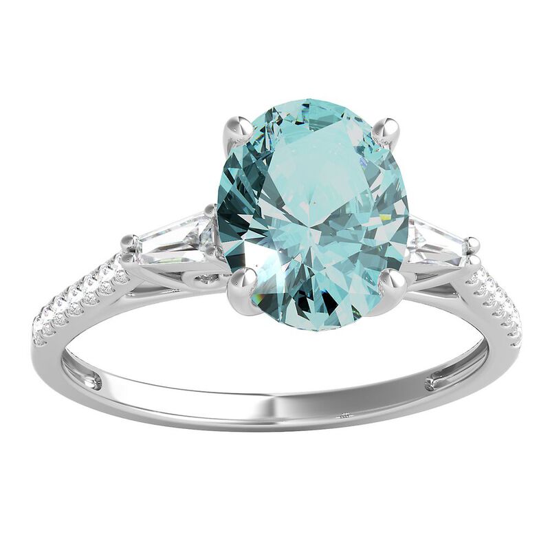 Aquamarine &amp; 1/5 ct. tw. Diamond Ring in 14K White Gold