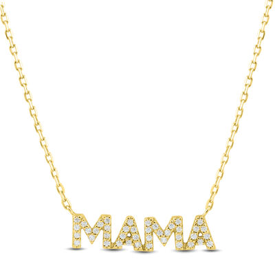 Diamond MAMA Necklace in 10K Yellow Gold (1/10 ct. tw.)