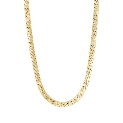 Flat Wire Cuban Chain in 14K Yellow Gold, 24”