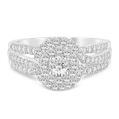 Diamond Double Halo Engagement Ring in 14K Gold (1 ct. tw.)