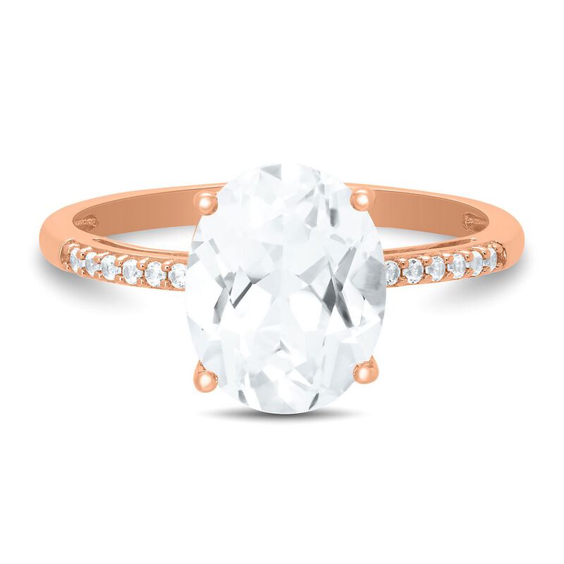 Lab Created White Sapphire Ring in 10K Rose Gold