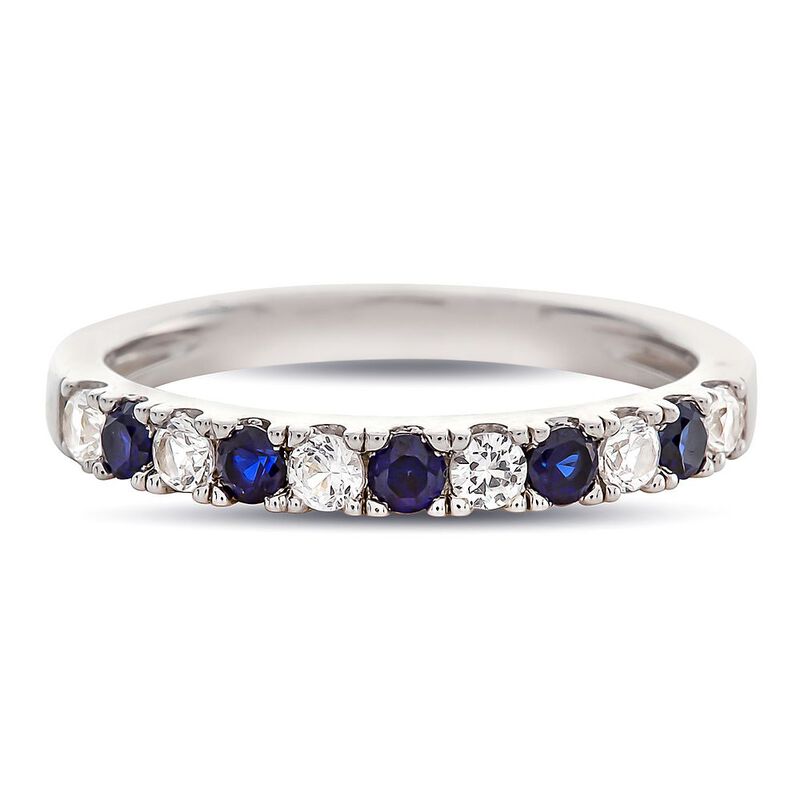 1/4 ct. tw. Diamond &amp; Sapphire Band in 10K White Gold