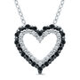 Black and White Diamond Open Heart Pendant in Sterling Silver &#40;1/10 ct. tw.&#41;