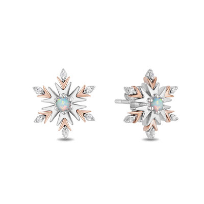 Elsa Opal & Diamond Snowflake Earrings in Sterling Silver