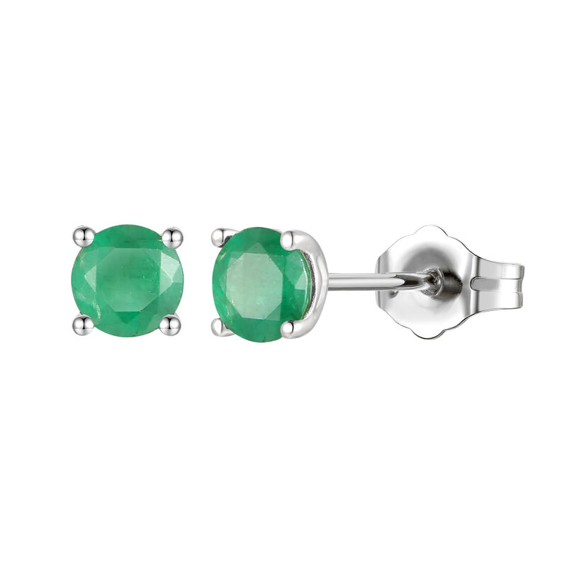 Emerald Stud Earrings in 14K White Gold