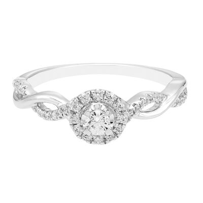 Diamond Twist Ring with Halo in 10K White Gold (1/4 ct. tw.)